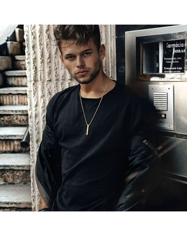 Naszyjnik stalowy złoty - filarowy [BM018]