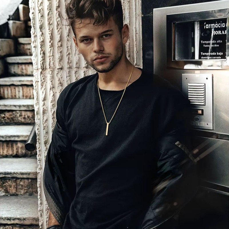 Naszyjnik stalowy złoty - filarowy [BM018]