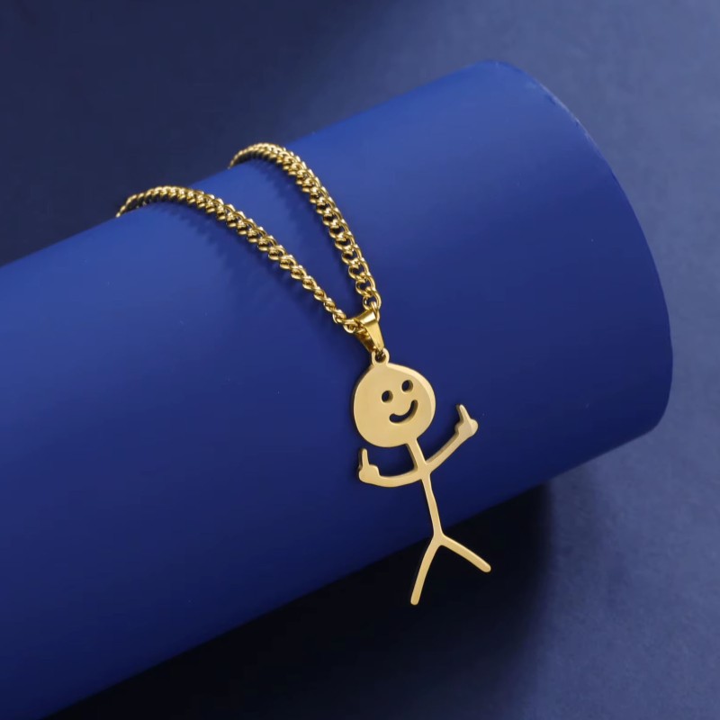 Naszyjnik stalowy złoty - funny [BM020]