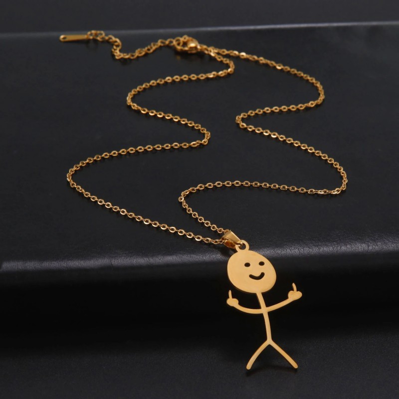 Naszyjnik stalowy złoty - funny [BM020]