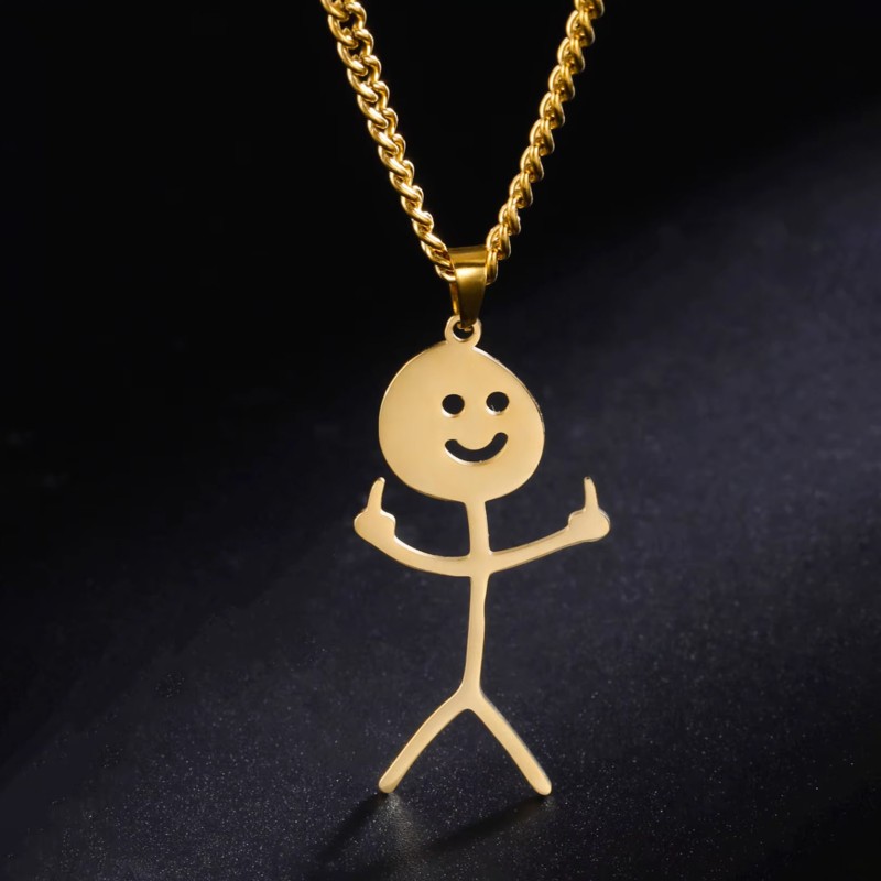 Naszyjnik stalowy złoty - funny [BM021]