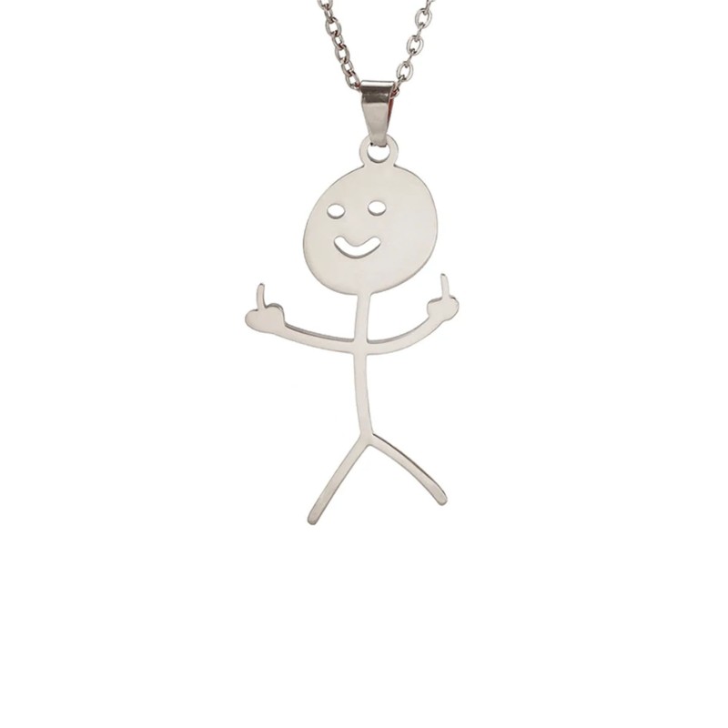 Naszyjnik stalowy srebrny - funny [BM023]