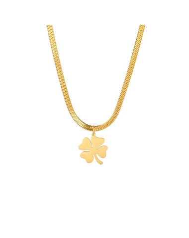 Naszyjnik stalowy złoty - koniczynka [BM024]