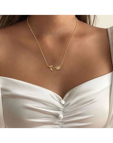 Naszyjnik stalowy złoty - kwiatek [BM025]