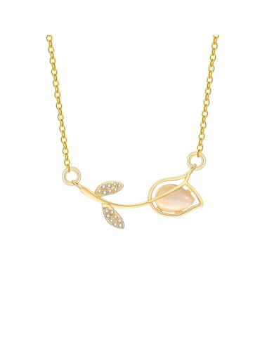 Naszyjnik stalowy złoty - kwiatek [BM025]