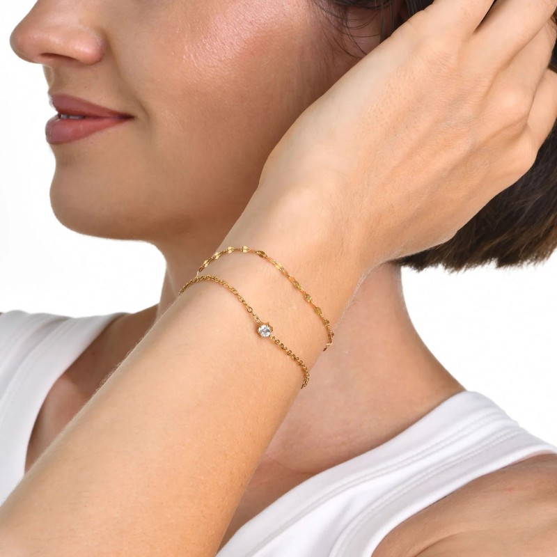 Bransoletka stalowa złota, regulowana [BD030]