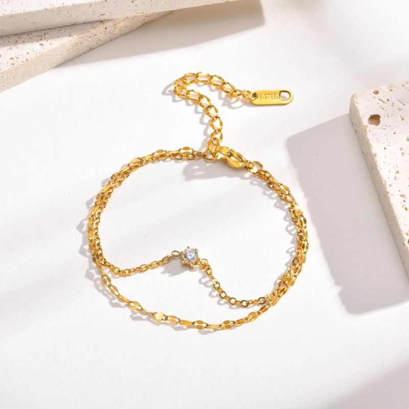 Bransoletka stalowa złota, regulowana [BD030]