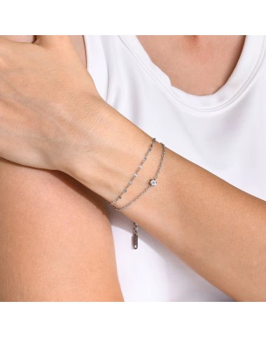 Bransoletka stalowa srebrna, regulowana [BD031]