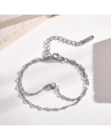 Bransoletka stalowa srebrna, regulowana [BD031]