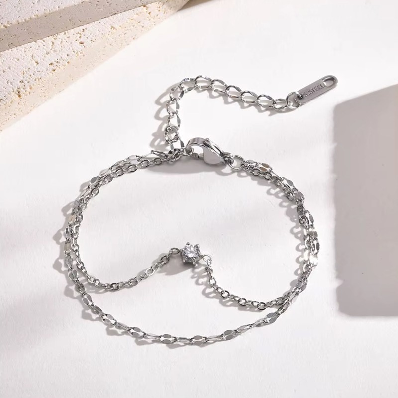 Bransoletka stalowa srebrna, regulowana [BD031]