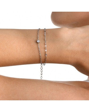 Bransoletka stalowa srebrna, regulowana [BD031]