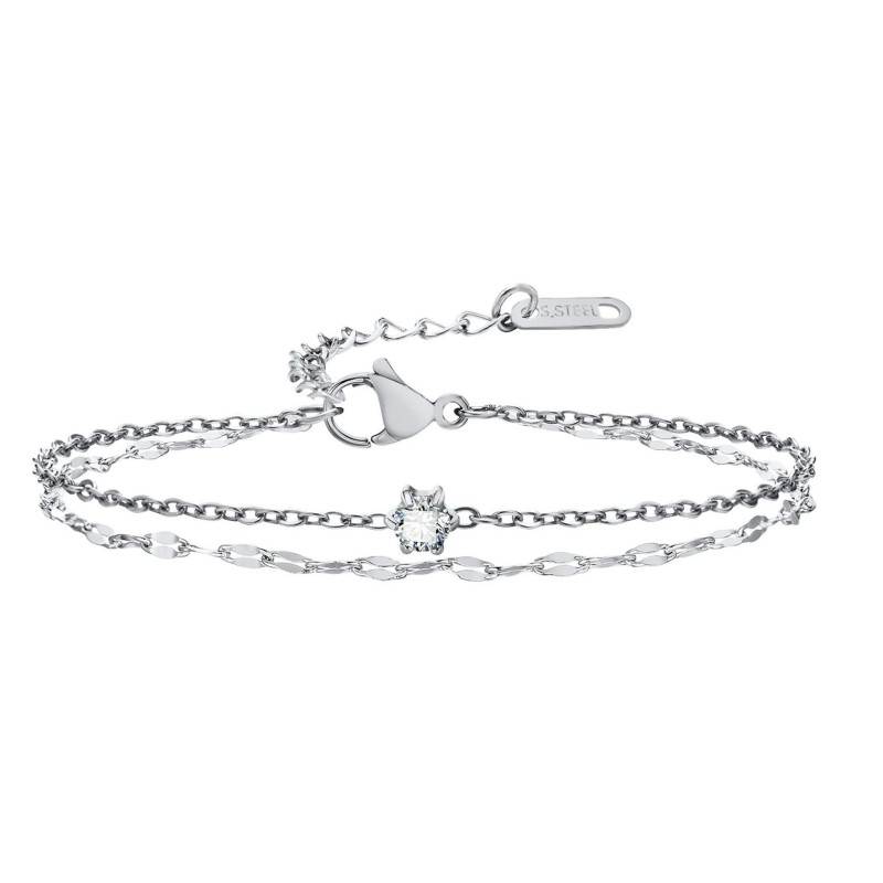 Bransoletka stalowa srebrna, regulowana [BD031]