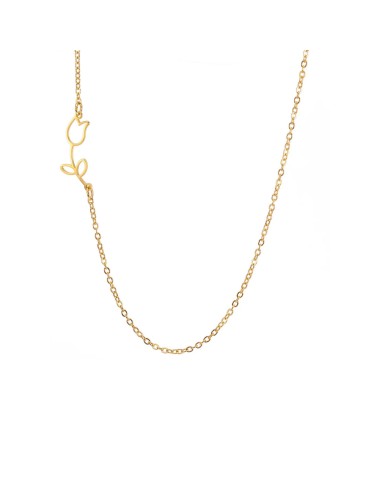 Naszyjnik stalowy złoty - kwiatek [BM033]