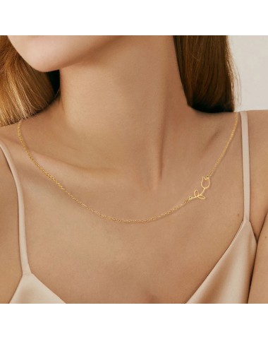 Naszyjnik stalowy złoty - kwiatek [BM033]