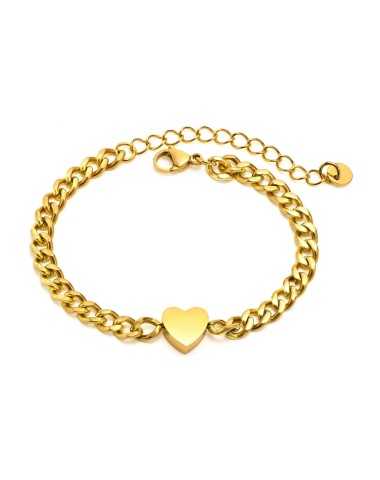Bransoletka stalowa złota, serce [BD037]