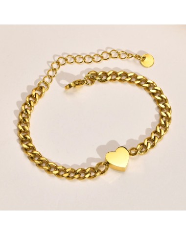 Bransoletka stalowa złota, serce [BD037]