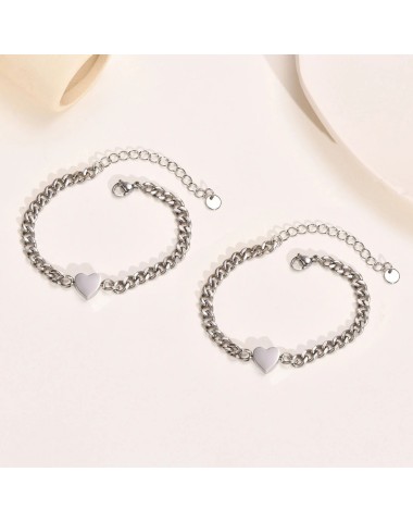 Bransoletka stalowa srebrna, serce [BD036]