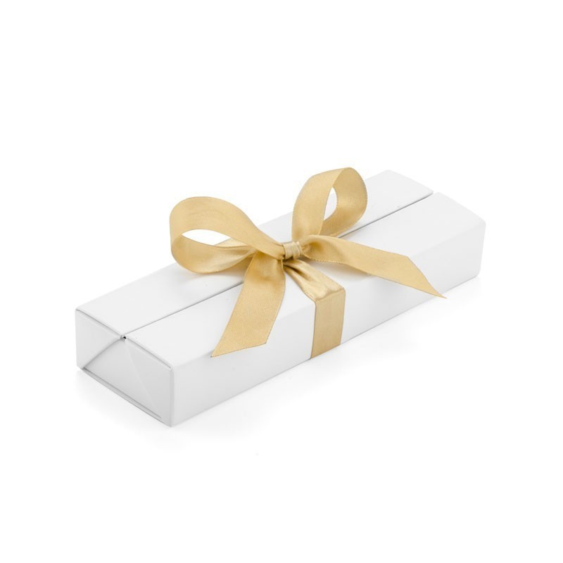 Pudełko prezentowe białe ze złotą wstążką [19615-24]