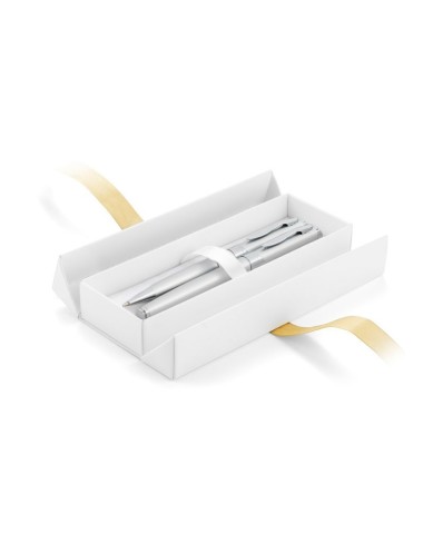 Pudełko prezentowe białe ze złotą wstążką [19615-24]