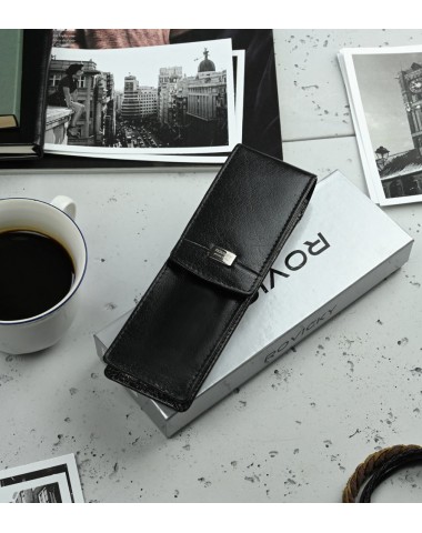 Skórzane etui na dwa lub trzy produkty w kolorze czarnym [E00138]