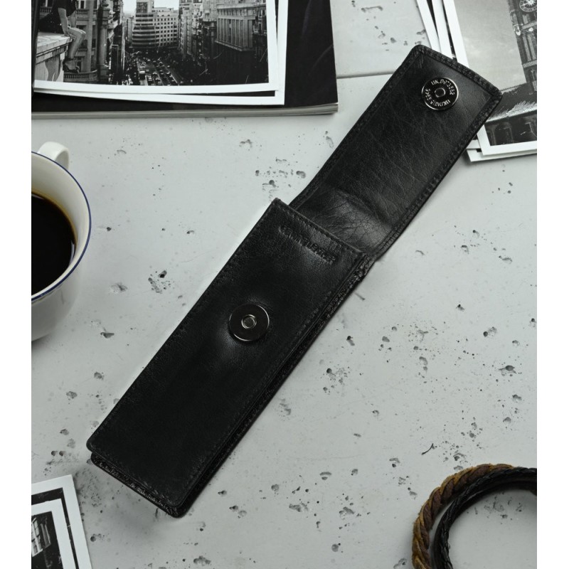 Skórzane etui na dwa lub trzy produkty w kolorze czarnym [E00138]