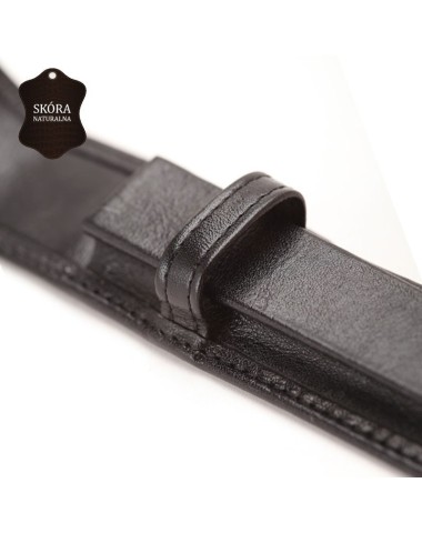Skórzane etui na pojedynczy produkt w kolorze czarnym [E00135]