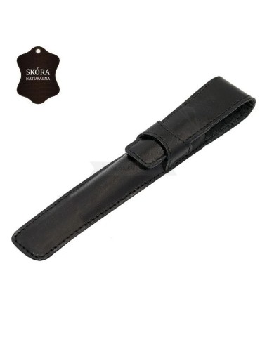 Skórzane, czarne etui z zaokrąglonymi bokami [E00136]