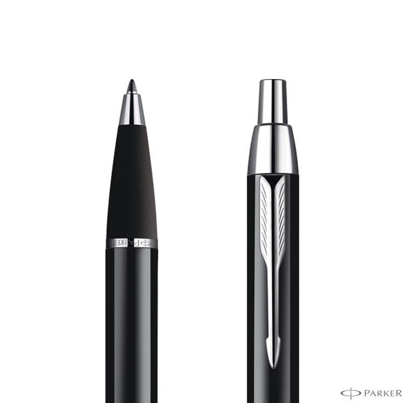 Zestaw Parker IM Czarny CT z grawerem na srebrnej tabliczce
