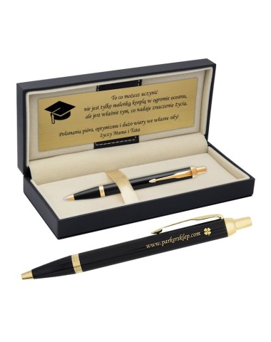 Zestaw - Długopis Parker IM Czarny GT z grawerem i tabliczką