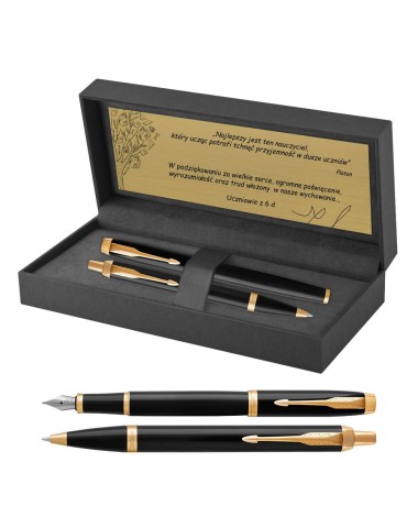 Długopis i Pióro Parker IM Czarny GT w Pudełku z Grawerem [1931666/4]