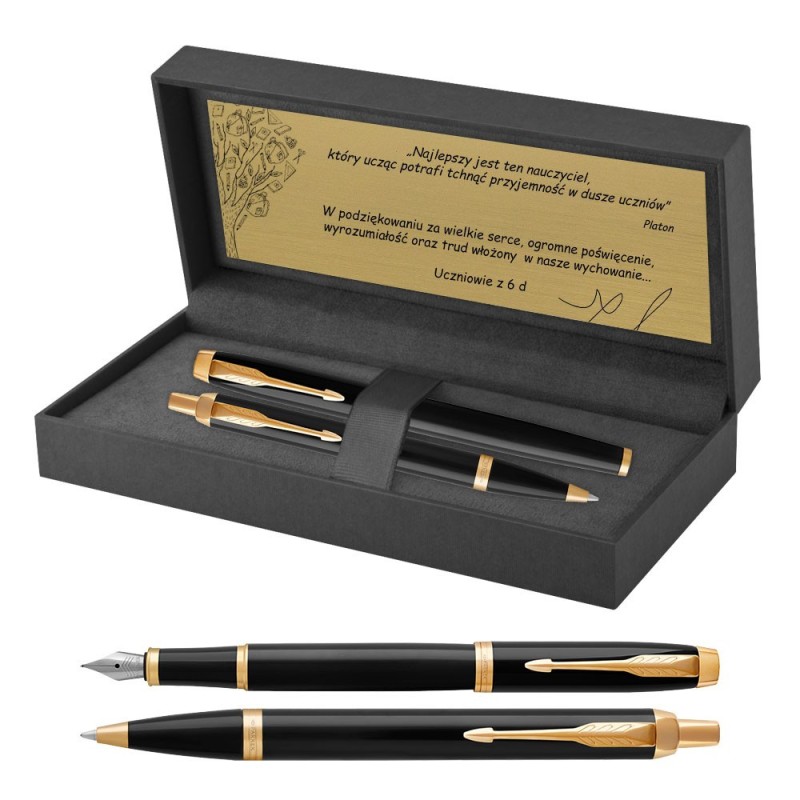 Długopis i Pióro Parker IM Czarny GT w Pudełku z Grawerem [1931666/4]