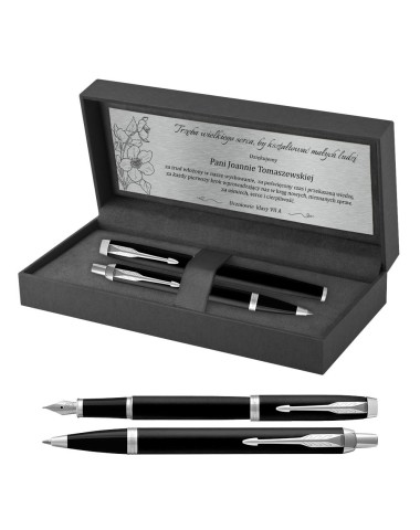 Długopis i Pióro Parker IM Czarny Matowy CT w Pudełku z Grawerem [2143632/4]