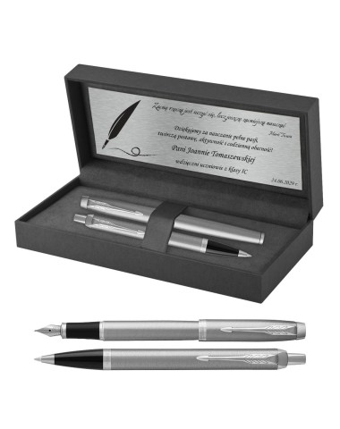 Długopis i Pióro Parker IM Srebrny CT w Pudełku z Grawerem [ZP0008]
