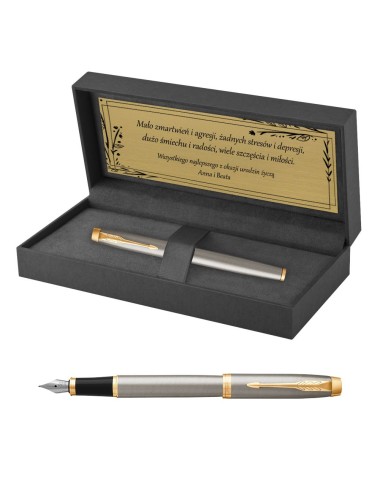 Pióro wieczne Parker IM Brushed Metal GT w Pudełku z Grawerem [1931649/1]