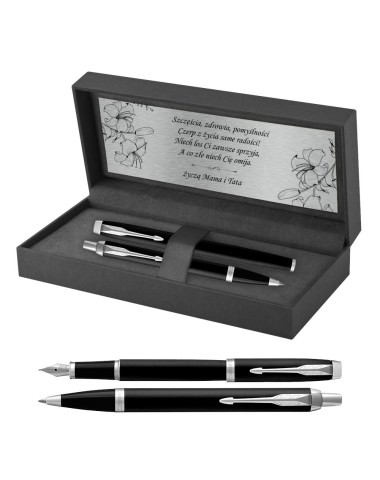 Długopis i Pióro Parker IM Czarny Matowy CT w Pudełku z Grawerem [2143632/6]