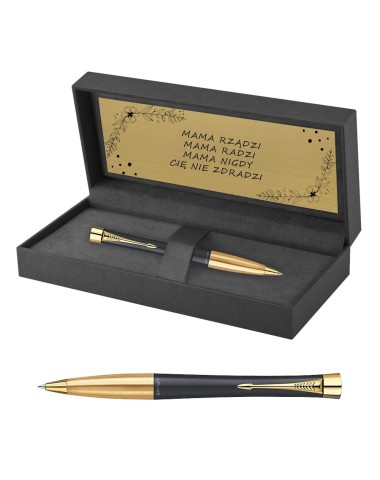 Długopis Parker Urban Czarny Matowy GT w Pudełku z Grawerem [2143640/3]