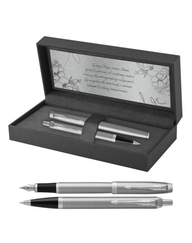 Długopis i Pióro Parker IM Srebrny CT w Pudełku z Grawerem [2143631/3]