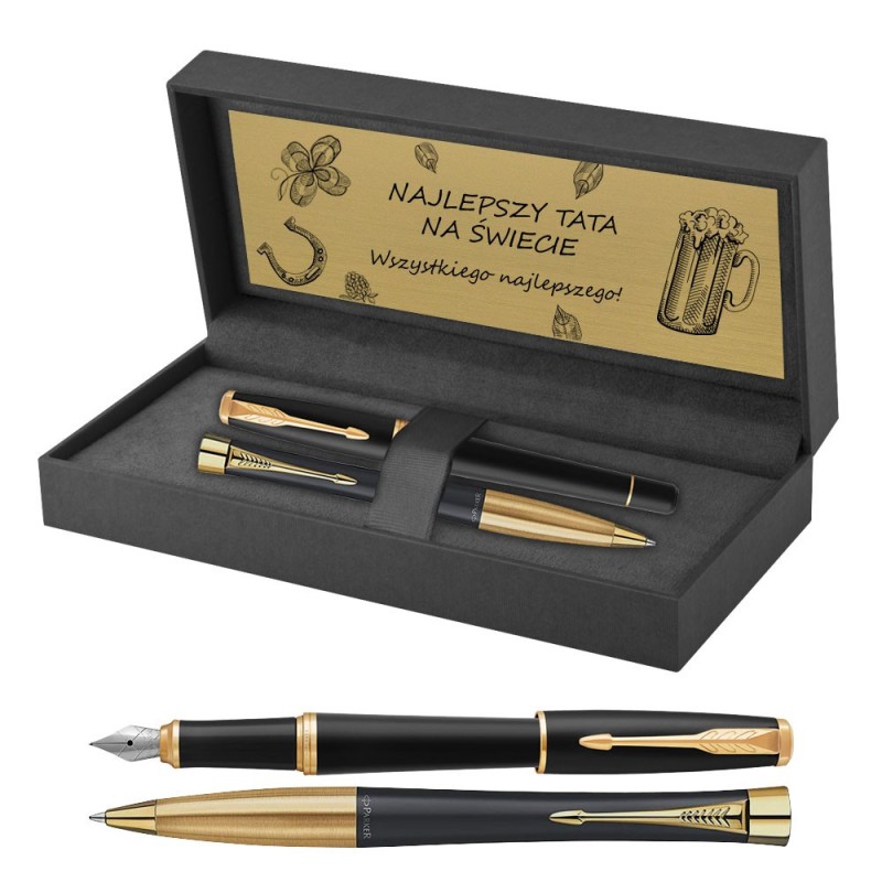 Długopis i Pióro Parker Urban Czarny GT w Pudełku z Grawerem [2143640/5]