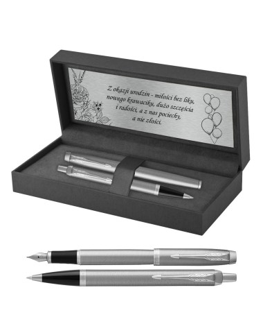 Długopis i Pióro Parker IM Srebrny CT w Pudełku z Grawerem [2143631/5]
