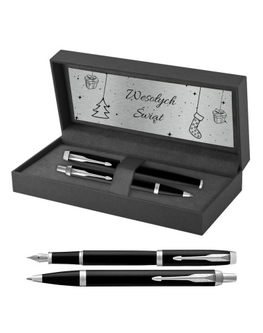 Długopis i Pióro Parker IM Czarny Matowy CT w Pudełku z Grawerem [2143632/10]