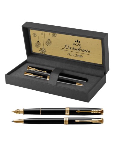 Długopis i Pióro Parker Sonnet Czarny GT w Pudełku z Grawerem [1931497/4]