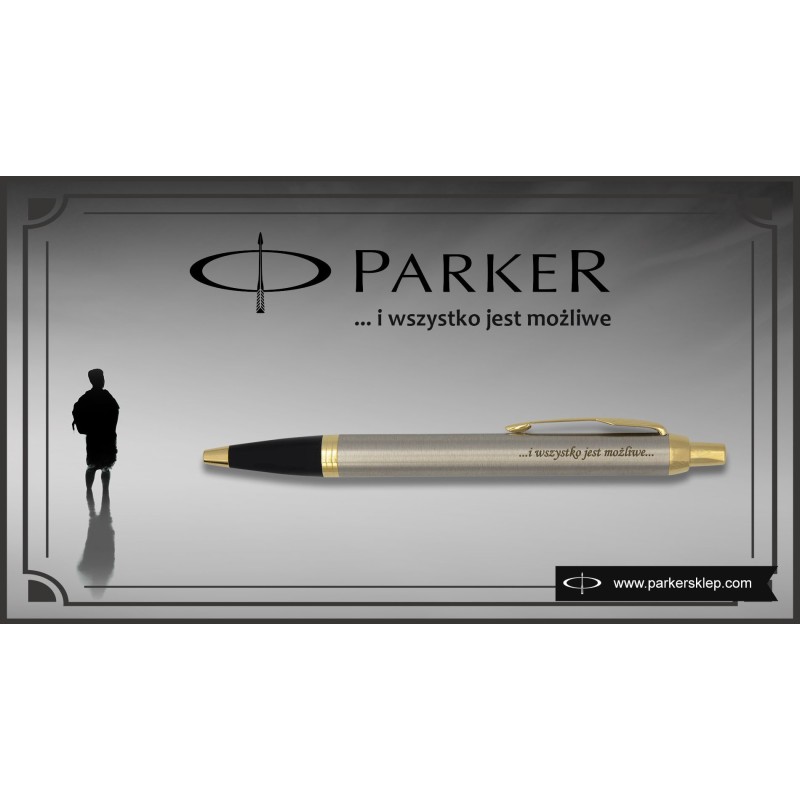 Długopis i Pióro Parker IM Brushed Metal GT w Pudełku z Grawerem [1931670/4]