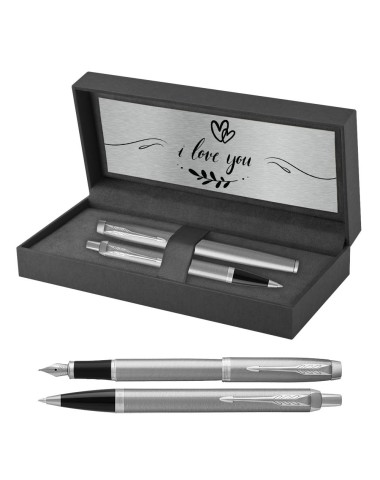Długopis i Pióro Parker IM Srebrny CT w Pudełku z Grawerem [2143631/9]