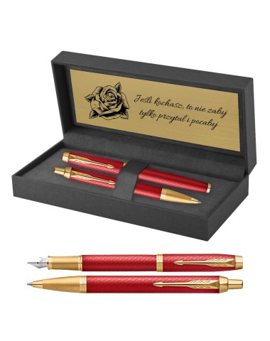 Długopis i Pióro Parker IM Premium Czerwony GT w Pudełku z Grawerem [2143644/4]