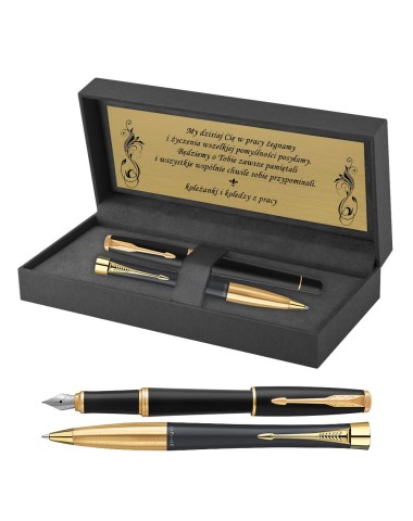 Długopis i Pióro Parker Urban Czarny GT w Pudełku z Grawerem [2143640/9]