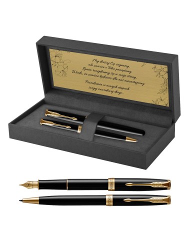 Długopis i Pióro Parker Sonnet Czarny GT w Pudełku z Grawerem [1931497/7]
