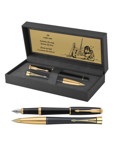 Długopis i Pióro Parker Urban Czarny GT w Pudełku z Grawerem [2143640/10]
