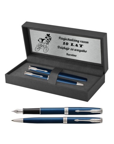 Długopis i Pióro Parker Sonnet Niebieska Laka CT w Pudełku z Grawerem [1931536/2]
