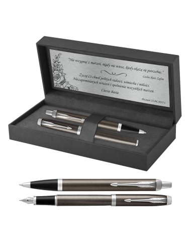 Długopis i Pióro Parker IM Dark Espresso CT w pudełku z grawerem [1931671/2]