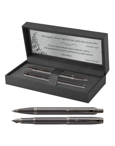 Długopis + Pióro Parker IM Professionals Monochrome Bronze z Grawerem [2172961/2]
